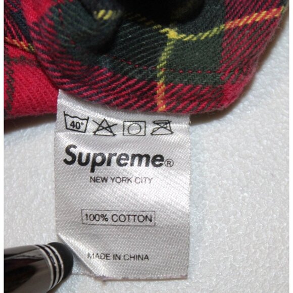 SUPREME Plaid Flannel Shirt FW22 Men's L Button Down Collared Tartan Plaid Red - Picture 7 of 9